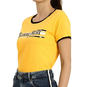 T-shirt élégant pour femmes-T-shirts décontractés à manches courtes et à col ras du cou en tricot personnalisés avec impression graphique pour femmes - Product Image 2