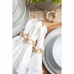 Servilletero de Madera Natural Hecho a Mano, Anillo para Servilletas Rústico de Ratán con Cuentas, Juego de Anillos para Servilletas al por Mayor, Decoración Boho para Mesa de Comedor y Bodas - Product Image 1
