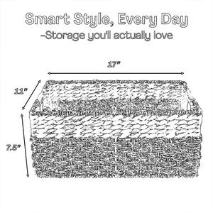 Cesta organizadora de junco marino y jacinto natural tejida a mano, cesta de almacenamiento hecha a mano, venta al por mayor, ecológica, hecha en Vietnam - Product Image 2