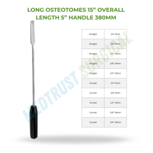 Osteótomos largos de 15 pulgadas (380 mm), instrumento quirúrgico para la columna vertebral, para corte óseo y osteotomía espinal - Product Image 2