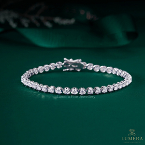 Bracelet tennis de luxe à coupe ronde certifié IGI pour femme, bracelet tennis effet diamant, bijou de mariage, cadeau - Product Image 1