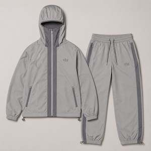 Ensemble tactique haut de gamme deux pièces : Balaclava à capuche coupe-vent en nylon Ripstop avec fermeture éclair et veste de course imperméable grande taille, vente en gros - Product Image 5