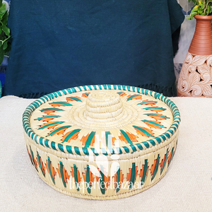 Cestas Multiusos de Hierba Natural Moonj, Cesta de Almacenamiento con Tapa, Diseño Redondo, Cesta de Almacenamiento Ecológica - Product Image 1