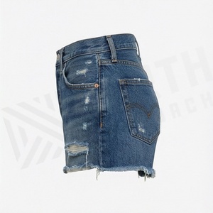 Shorts de Mezclilla de Cintura Alta para Mujer, Casuales, con Bolsillos Laterales, Talla Grande, Pierna Ancha, Color Personalizado, Ropa Urbana de Verano - Product Image 3