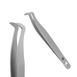 Pince à cils Stahlmann Pro de haute qualité avec logo personnalisé, en acier inoxydable, lisse et dentelée, fine, durable, prise en main parfaite, 115 mm - Product Image 2