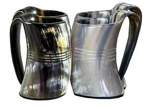 Jarra de cuerno Vikinga Skal Horn auténtica, jarra de cuerno de guerrero Vikingo, jarra de cerveza premium para cerveza, hidromiel, vino, whisky, café - Product Image 3