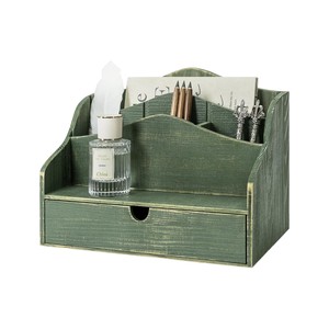 Premium Vintage Handmade Wood Desk Organizer Caddy with <b>Drawer</b> Mail Document Sorter Letter Tray Pen Holder <b>Storage</b> <b>Box</b> Wholesale - Product Image 1