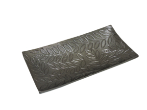 Bandeja Rectangular de Cerámica Hecha a Mano con Diseño de Hojas Talladas, Estilo Wabi Sabi, Vajilla para Regalo - Product Image 1