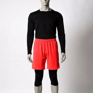 Shorts Awrah 2026 pour hommes, couleur unie, séchage rapide, coupe Bermuda, taille mi-haute élastique, décontracté, sport, rouge, en polyester tricoté - Product Image 1