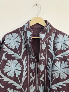 <b>Women</b> Vintage Suzani Floral Embroidered Cotton Jacket Ethnic Boho Crop <b>Coat</b> Handmade Statement Outerwear - Product Image 4