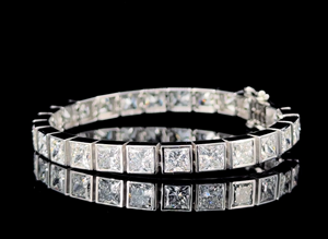 Pulsera de tenis de lujo con diamantes cultivados en laboratorio de corte princesa en oro fino ético para hombres y mujeres - Product Image 2