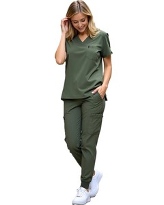 Wholesale Grey Printed Scrub <b>Sets</b> Fashion Medical Uniforms Cotton Fabric Hospital Nursing Scrubs Stylish <b>Doctor</b> Suits Unisex - Product Image 6
