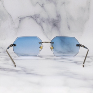 LMA 2159 Popular Europe Classic Men Top Quality Silver Metal UV400 Gradient Women Custom Shades Rimless Polygon <b>Sunglasses</b> 2024 - Product Image 2