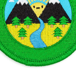 Parche Bordado Circular con Diseño de Paisaje Montañoso, Aplique de Tela Termoadhesivo para Regalos - Product Image 4