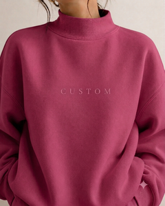 Sudadera Rosa de Cuello Alto para Mujer, Manga Larga, Casual, con Estampado de Letras, 100% Algodón Tejido, Corte Holgado, para Otoño - Product Image 1