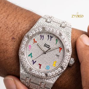 Montre de luxe unisexe à tourbillon en moissanite glacée, personnalisée, octogonale, en acier inoxydable, avec cristal saphir et mouvement à quartz pavé de diamants - Product Image 4