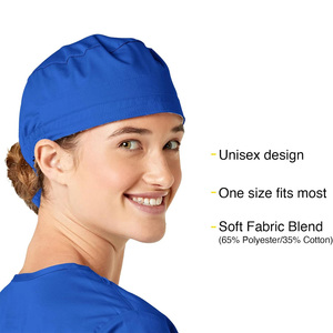 Drain Sports Blue Cotton/Polyester Surgical <b>Cap</b> Tie Back Needle Detection Stretchable Fabric Unisex Hospital Uniform Accessories - Product Image 4