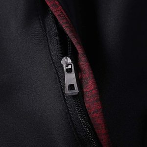 Conjunto Deportivo para Hombre en Gris con Detalles Rojos, Chaqueta con Cierre Completo, Pantalones Deportivos, Ropa Casual de Otoño, Mezcla de Poliéster y Algodón, Corte Regular, Bolsillos Laterales - Product Image 5