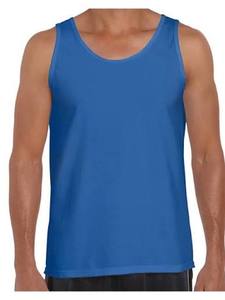 STELLAR STR-MV07 Bleu 100% Coton Respirant Teint Uni Tricoté Col Rond Décontracté Débardeur de Sport 120g Sérigraphie Homme - Product Image 2