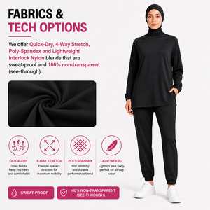 Meditation Wear 260GSM 3 Piece Modest Set Loose Raglan Top Jogger Hijab OEM Wholesale - Product Image 5