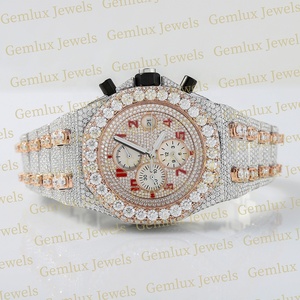 Luxury Wear Pass Diamond Tester Cronógrafo Oro Rosa Dos tonos D VVS Totalmente helado Moissanite Diamond Hip Hop Reloj para hombres - Product Image 2