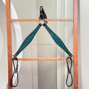 Collier de poitrine de cheval en cuir repoussé à la main avec un design floral turquoise Western Tack réglable durable pour l'équitation Trail & Rodeo - Product Image 3