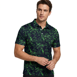 Polo décontracté pour homme à manches courtes avec imprimé, design en polyester tissé respirant - Product Image 4