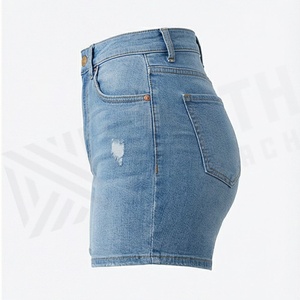 Custom Quality Mid Waist Skinny Fit Customized Color Denim Shorts <b>Women</b> Summer Fly Zip <b>Back</b> Pockets Trend Garment _1 - Product Image 3