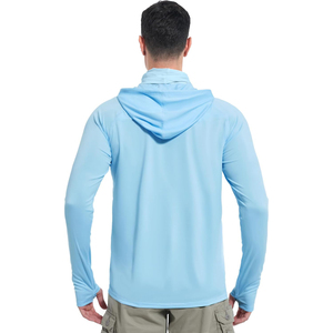 Best Selling <b>Men</b> Orange Long Sleeve Hooded UPF 50 Fishing <b>Shirt</b> Pullover Face Mask Anti UV Sun Protection Top Fishing Hoodie ODM - Product Image 6
