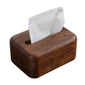 Boîte à mouchoirs multifonctionnelle en bois massif rustique avec logo personnalisé, distributeur de serviettes décoratif, style américain écologique pour la maison - Product Image 5