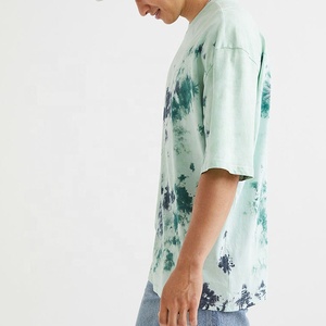Camiseta de punto oversize para hombre con efecto tie-dye, manga corta, cuello redondo, 100% algodón, informal, ecológica, transpirable, diseño estampado - Product Image 4
