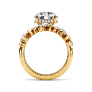 Bague de fiançailles en or rose 10K avec diamants de laboratoire, quatre silhouettes (poire, rond, marquise, ovale), harmonie de diamants, 399 CTW, design de créateur - Product Image 6