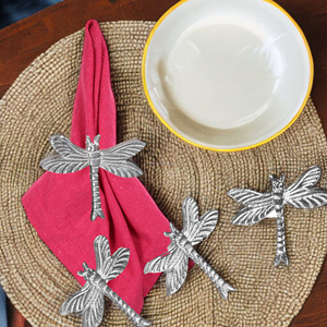 Vente chaude argent libellule en forme de rond de serviette métal cercle serviette boucle table décoration rond de serviette en gros quantité en vrac - Product Image 3