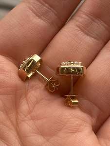 Polished Gold Plated 925 Sterling <b>Silver</b> <b>Stud</b> <b>Earrings</b> with Round Brilliant Cut Moissanite for Certified Wedding for Unisex - Product Image 5