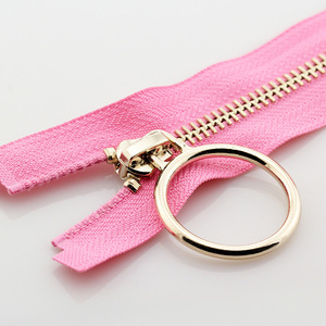 Fermeture éclair métallique en cuivre doré clair à glissière ouverte avec grande boucle pour vêtements, patte de boutonnage, manteau, doudoune - Product Image 4