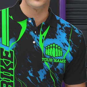 Custom <b>Bowling</b> Polo Shirt Men's Short Sleeve Sublimated Print 100% Polyester Quick Dry Team Name Personalized Front Back Design - Product Image 6