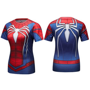 T-shirt de costume de super-héros Spider-Man pour femme, imprimé par transfert thermique, 100 % polyester/coton, coupe ajustée, anti-UV, respirant - Product Image 1