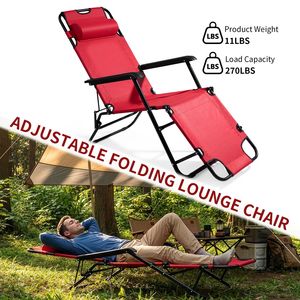 Sedia Pieghevole Reclinabile Estensibile Rossa Portatile a Doppio Uso - Product Image 5