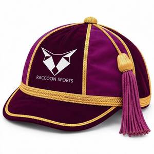 Suministro OEM Gorra de terciopelo naranja con franja dorada y borlas, clásica para ceremonias de logro de equipos deportivos - Product Image 2