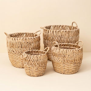 Vietnam Supplier Water Hyacinth <b>Basket</b> Wholesale <b>Round</b> Woven Planter Pot Sustainable Home Storage Solutions Natural <b>Wicker</b> Bin - Product Image 6