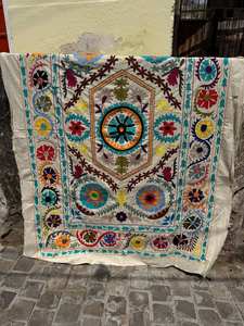 Hand Embroidered Cotton Suzani <b>Quilt</b> <b>Throw</b> 150x225 cm Modern Style Blanket Boho Bedspread Eco-Friendly - Product Image 6