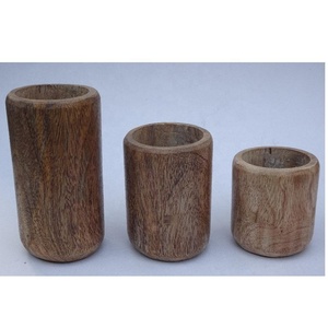Bol à pâte en bois fait à la main pour bougies vides décoration de la maison de Noël avec bocaux et votive pour l'éclairage - Product Image 5