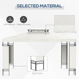Gazebo da Giardino 13FT X 10FT Bianco Crema con Struttura in Acciaio, Tetto a Doppia Ventilazione e Pali in Metallo per Prato e Cortile - Product Image 5