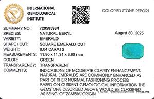 Esmeralda Octogonal Verde de 8.04 Quilates de Zambia, Gema Suelta - Product Image 6