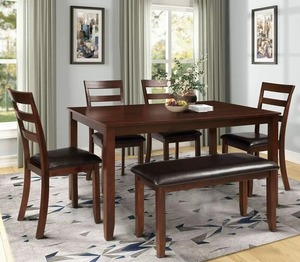 Juego de Comedor de Madera Maciza Tallada de Lujo, 4 Sillas y Banco, Duradero, Fácil de Limpiar, de Alta Calidad, para Restaurantes Comerciales - Product Image 2