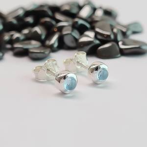 Natural Blue Topaz <b>Stud</b> <b>Earrings</b> 925 Sterling <b>Silver</b> Handmade Gemstone Jewelry <b>Stud</b> <b>Earrings</b> Women - Product Image 1