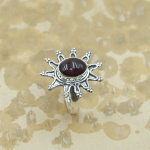 Natural Red <b>Garnet</b> 925 Sterling <b>Silver</b> Sunburst <b>Ring</b> Handmade Boho Statement Gemstone Jewelry Gift For Women Christmas gift her - Product Image 6