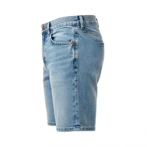 Shorts Bermuda Classiques Décontractés pour Hommes en Tissu Peigné Bleu Clair à Taille Mi-Haute et Élastique - Product Image 6