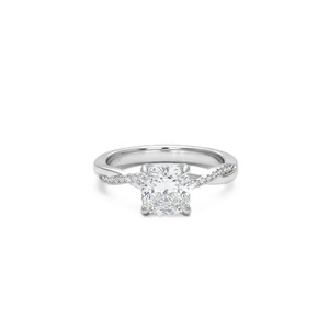 10K 14K 18K Solid Gold Cushion & Round Lab Diamond <b>925</b> Sterling <b>Silver</b> Engagement <b>Ring</b> Twist Band Hidden Halo Half Eternity <b>Ring</b> - Product Image 4