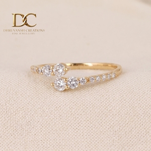 9k Solid Gold Ring with Lab Grown Diamond for Women's Wedding & Party Jewelry Classic Style Custom Jewelry - Product Image 2